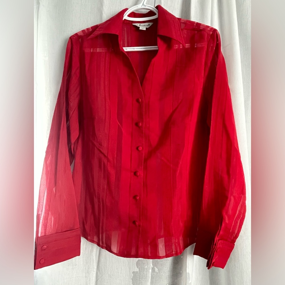 Jessica Red Sheer Sweater